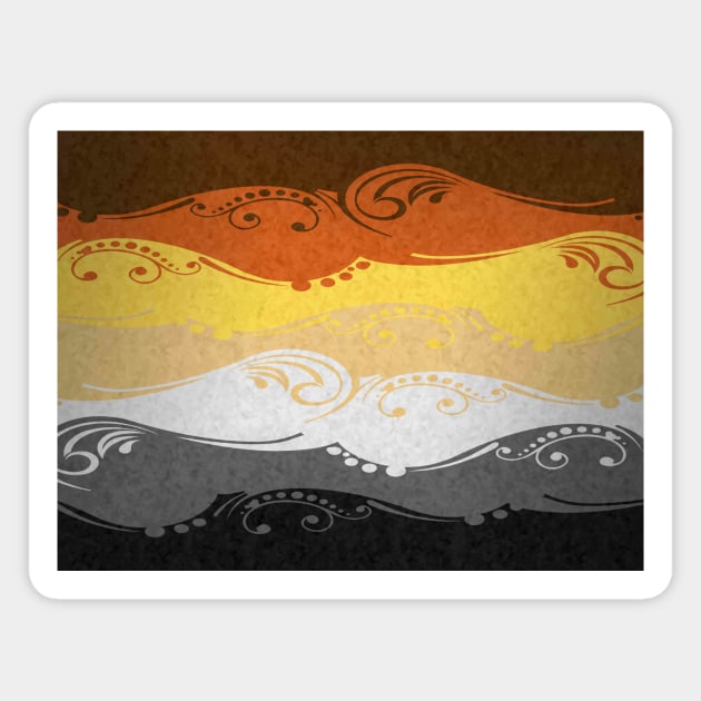 Fancy Swooped and Swirled Gay Bear Pride Flag Background Magnet by LiveLoudGraphics